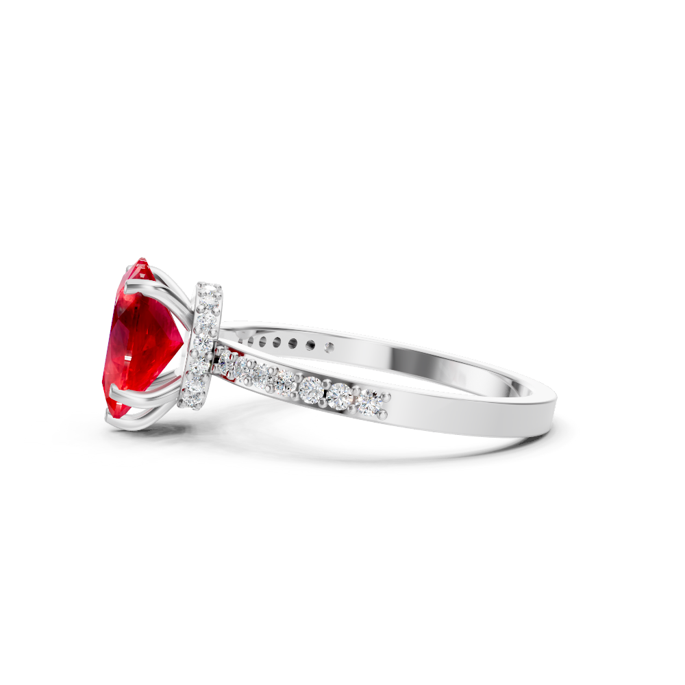 Ruby Heart Ring with Diamond Pave Band