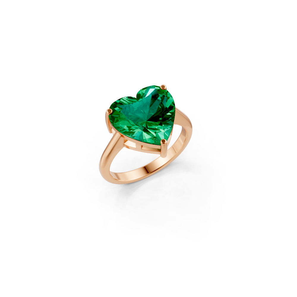 Colombian Emerald Heart Solitaire Ring