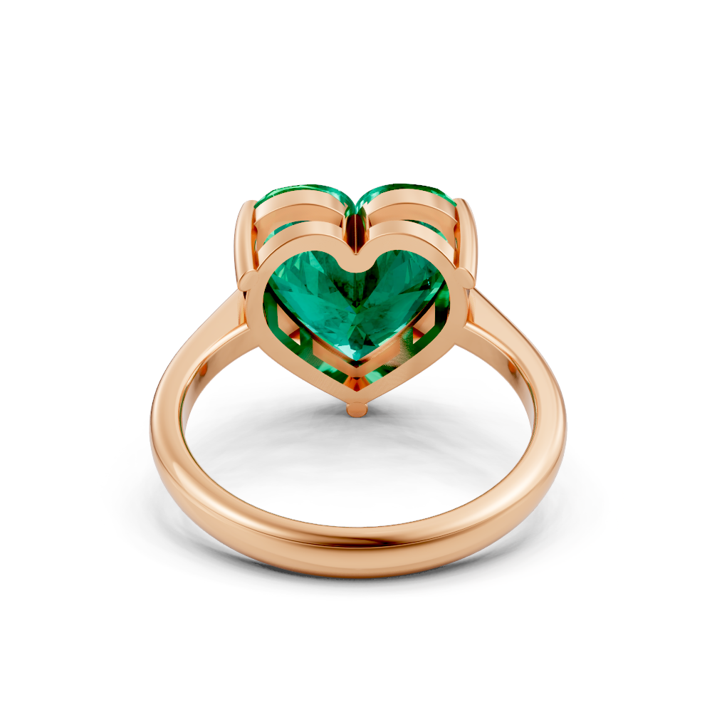 Colombian Emerald Heart Solitaire Ring