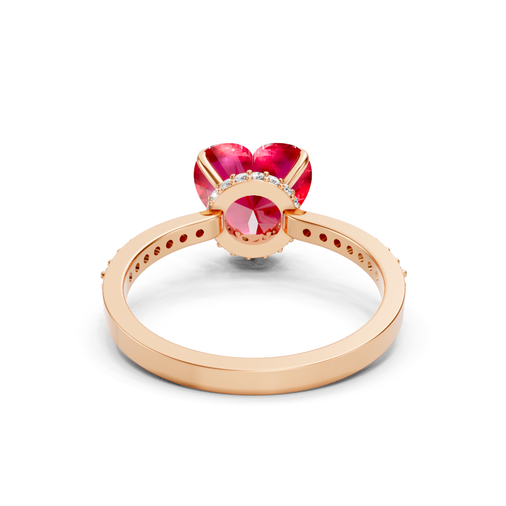 Ruby Heart Ring with Diamond Pave Band