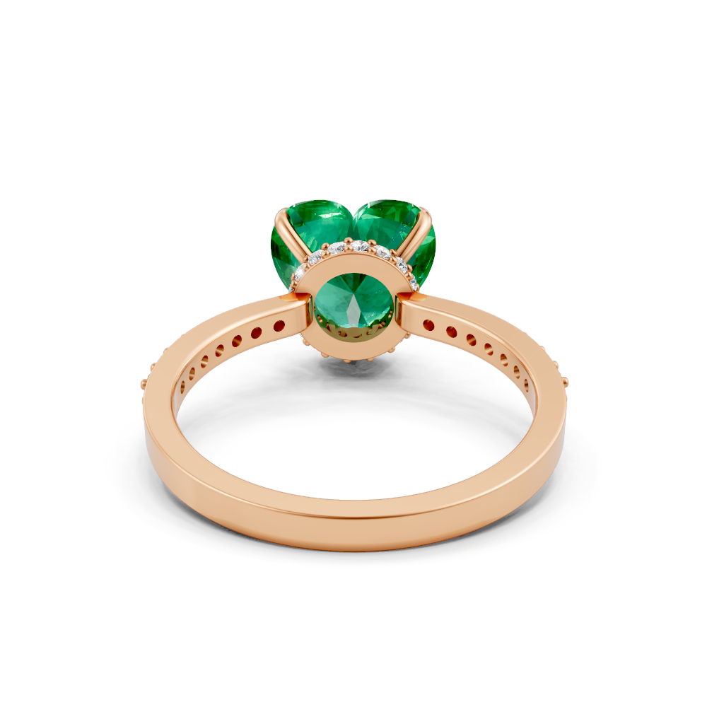 Colombian Emerald Heart Ring with Diamond Pave Band