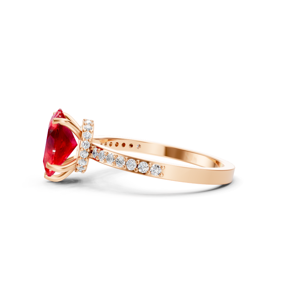 Ruby Heart Ring with Diamond Pave Band