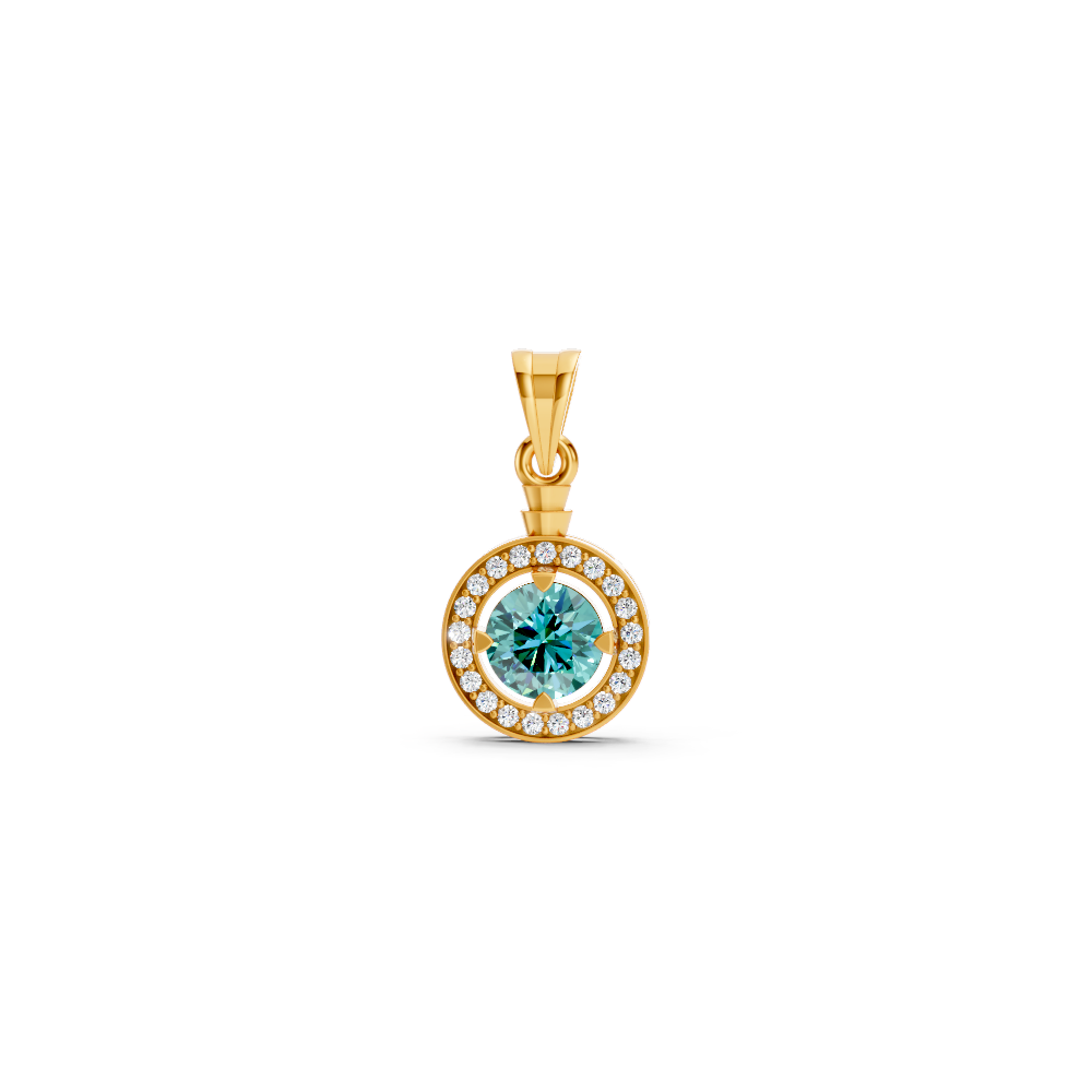 Paraiba Tourmaline Round Halo Pendant