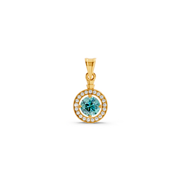 Paraiba Tourmaline Round Halo Pendant