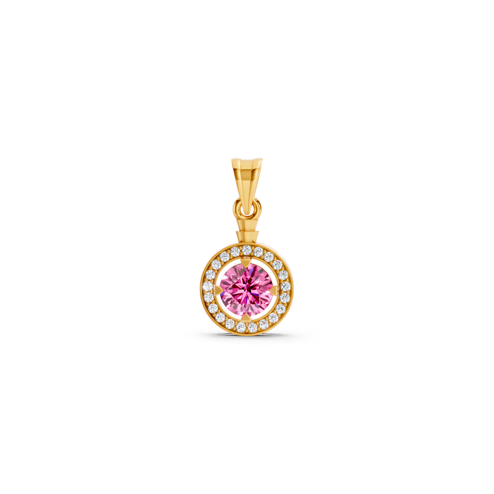 Pink Sapphire Round Halo Pendant