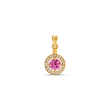 Pink Sapphire Round Halo Pendant