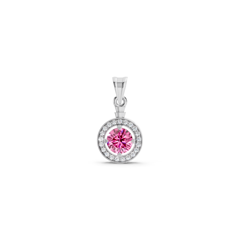 Pink Sapphire Round Halo Pendant