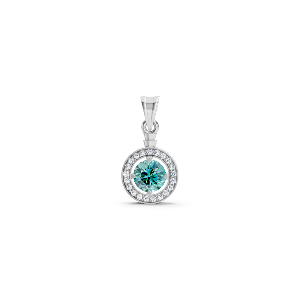 Paraiba Tourmaline Round Halo Pendant