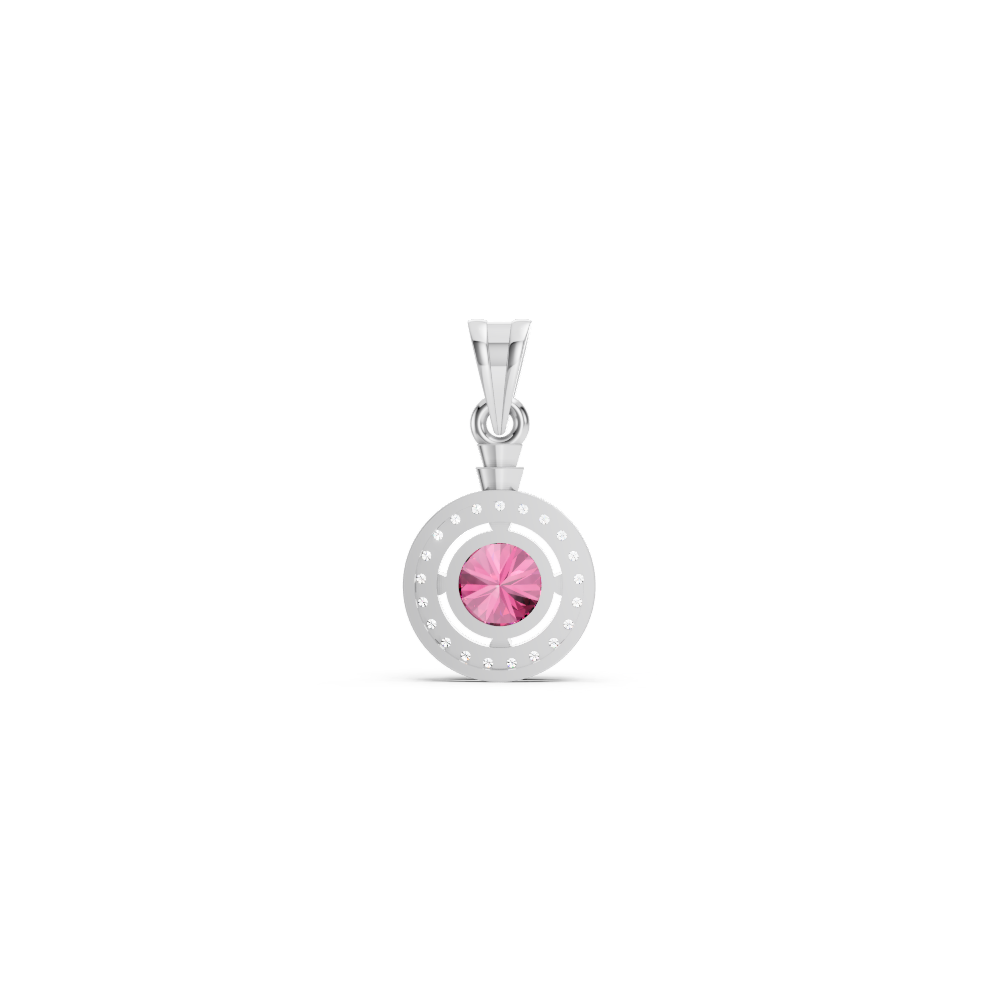 Pink Sapphire Round Halo Pendant