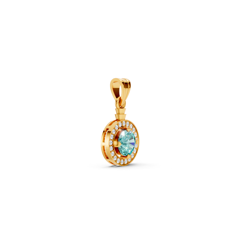 Paraiba Tourmaline Round Halo Pendant