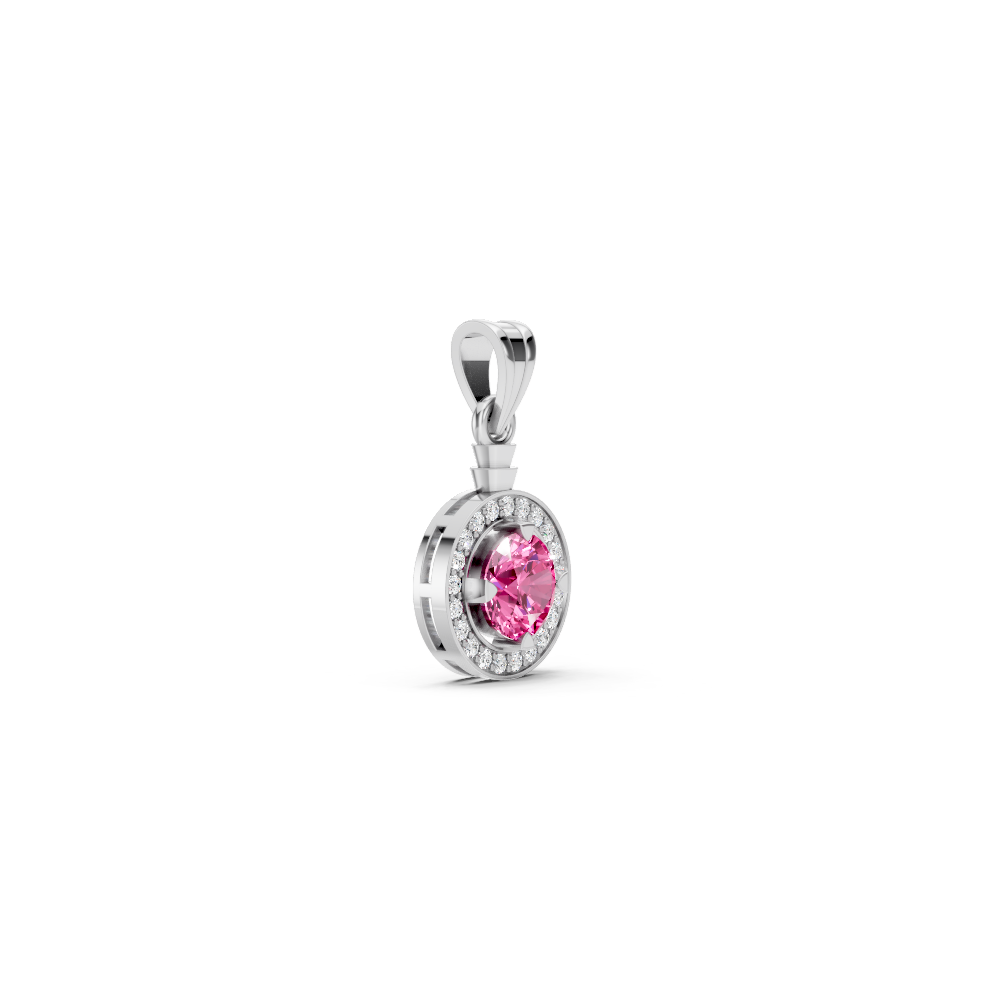 Pink Sapphire Round Halo Pendant