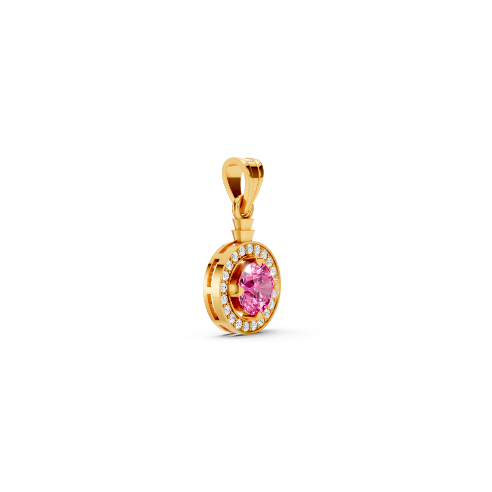Pink Sapphire Round Halo Pendant