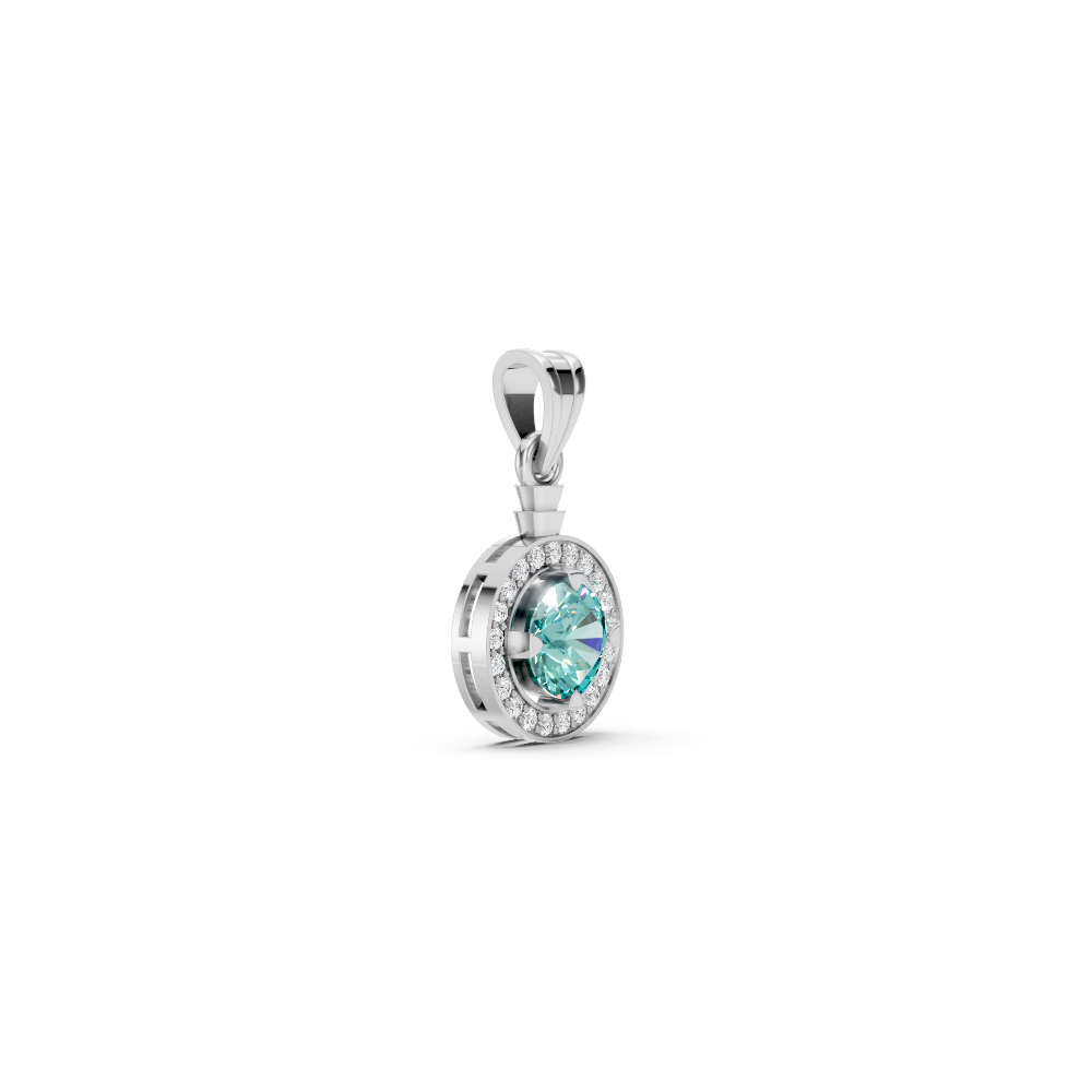Paraiba Tourmaline Round Halo Pendant