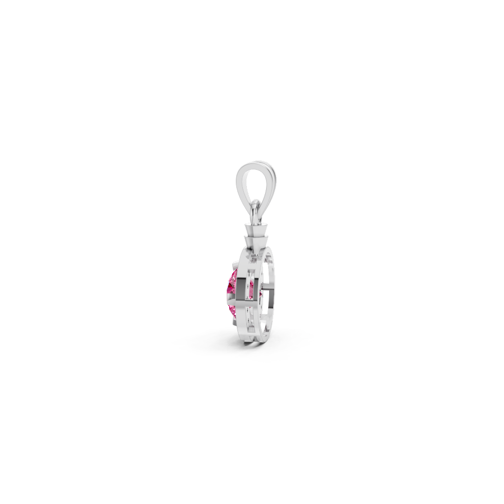 Pink Sapphire Round Halo Pendant