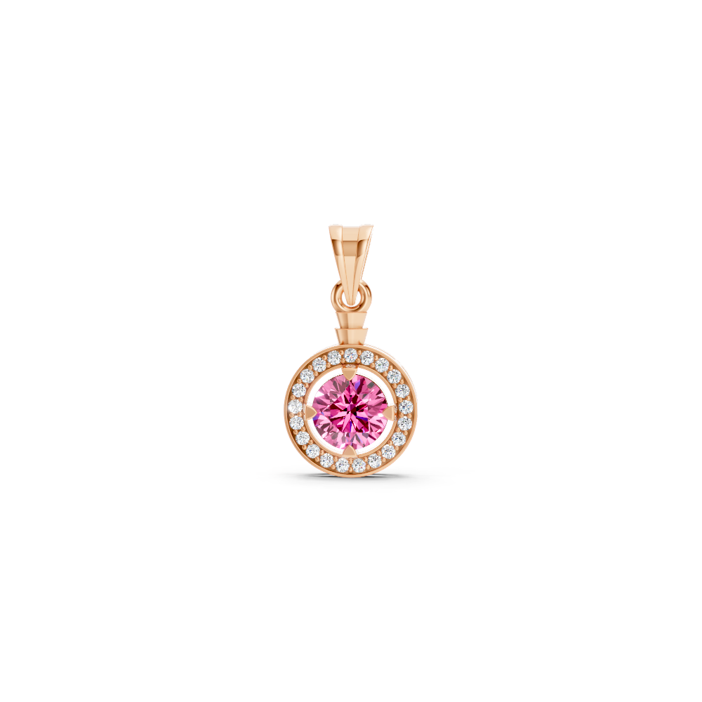 Pink Sapphire Round Halo Pendant