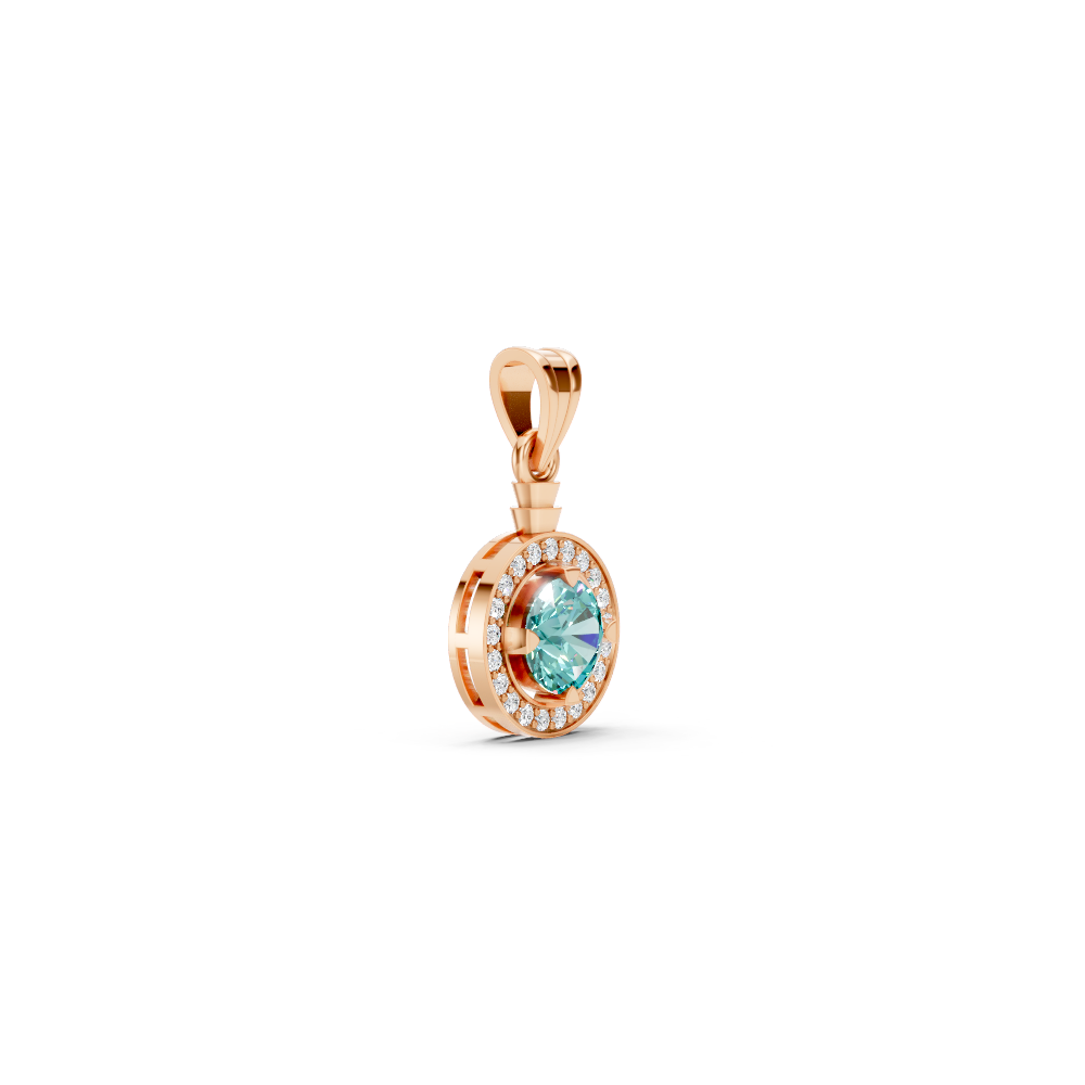 Paraiba Tourmaline Round Halo Pendant