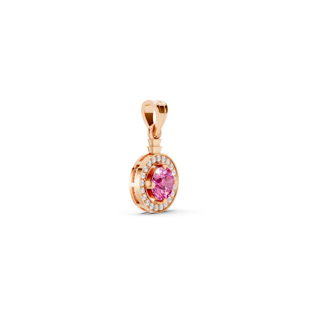 Pink Sapphire Round Halo Pendant