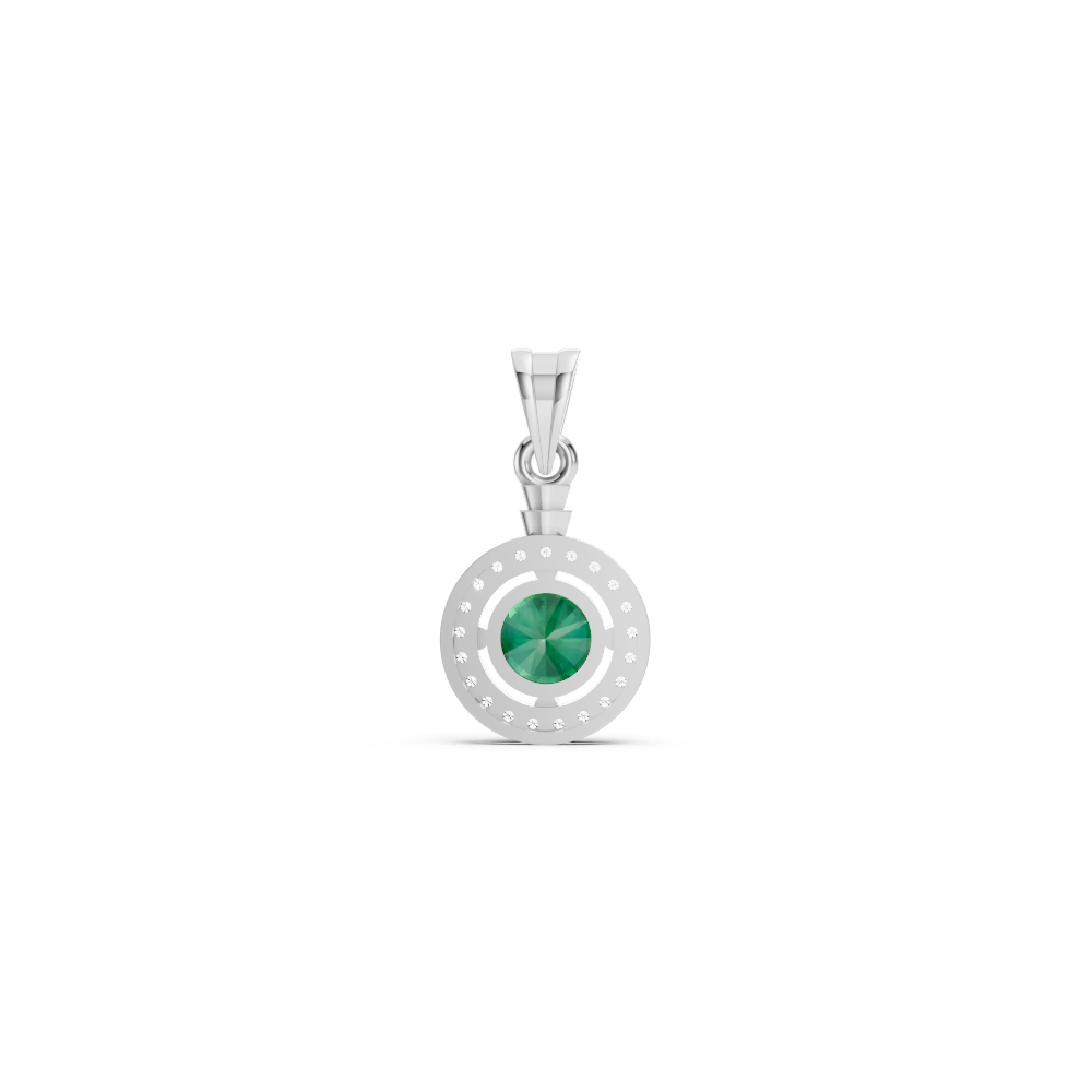 Colombian Emerald Round Halo Pendant