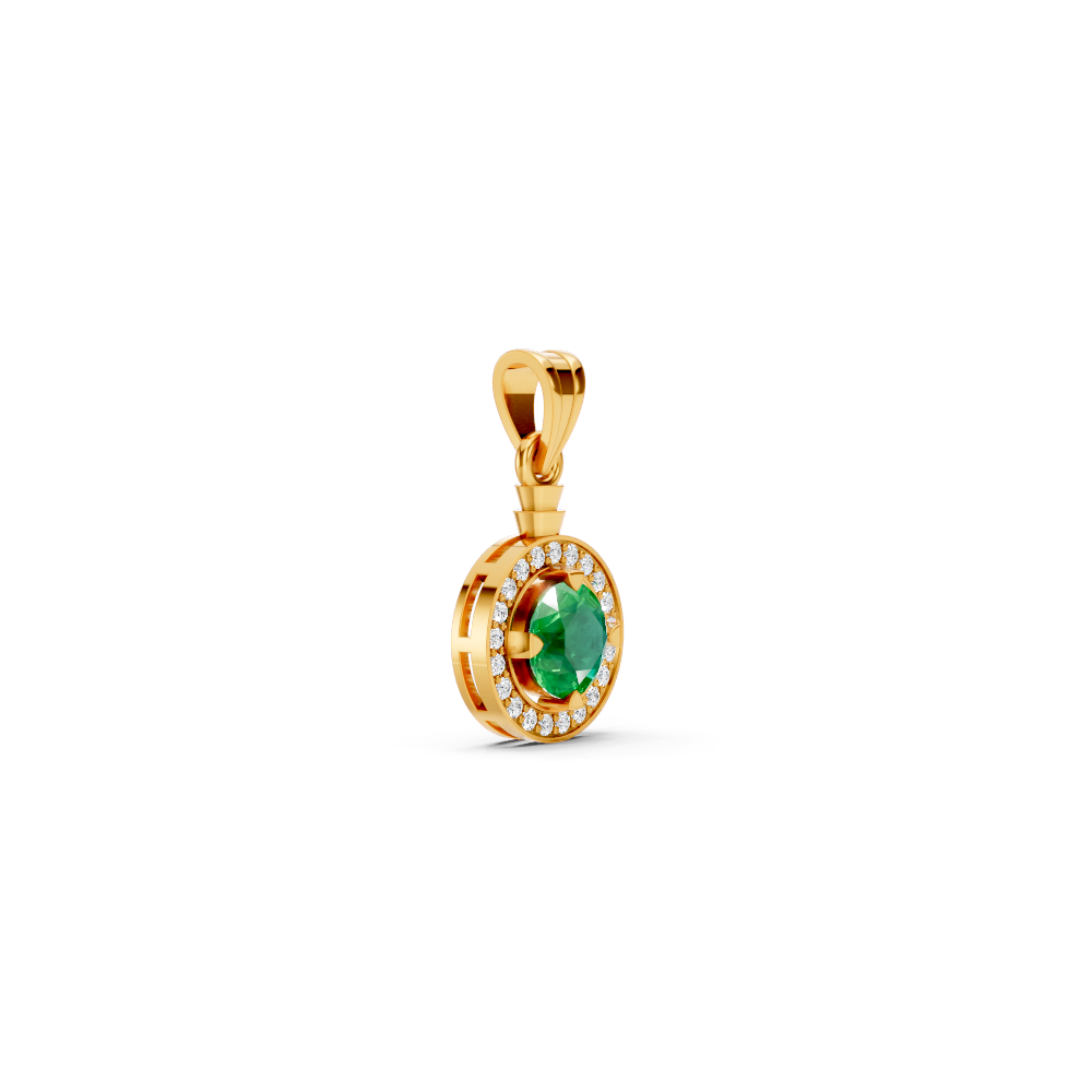 Colombian Emerald Round Halo Pendant