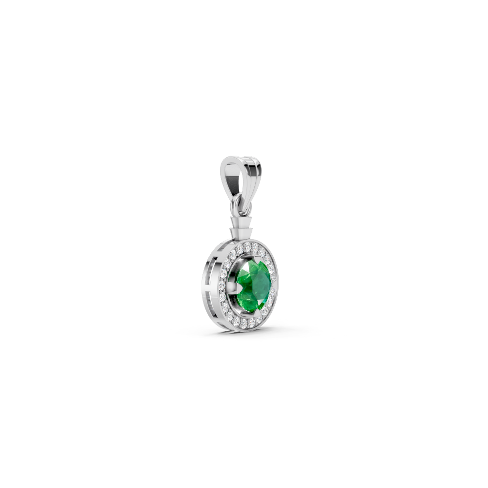 Colombian Emerald Round Halo Pendant