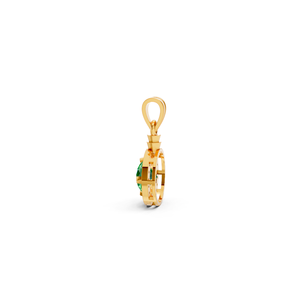 Colombian Emerald Round Halo Pendant