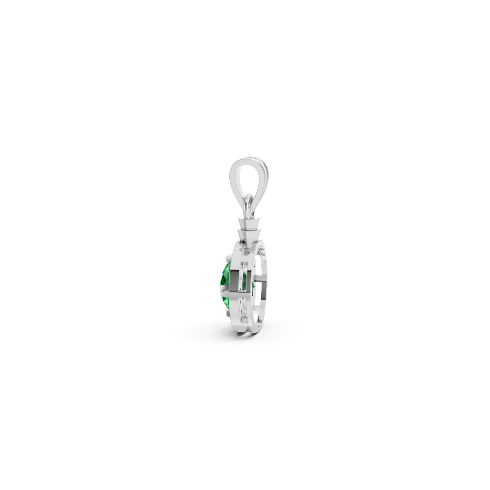 Colombian Emerald Round Halo Pendant