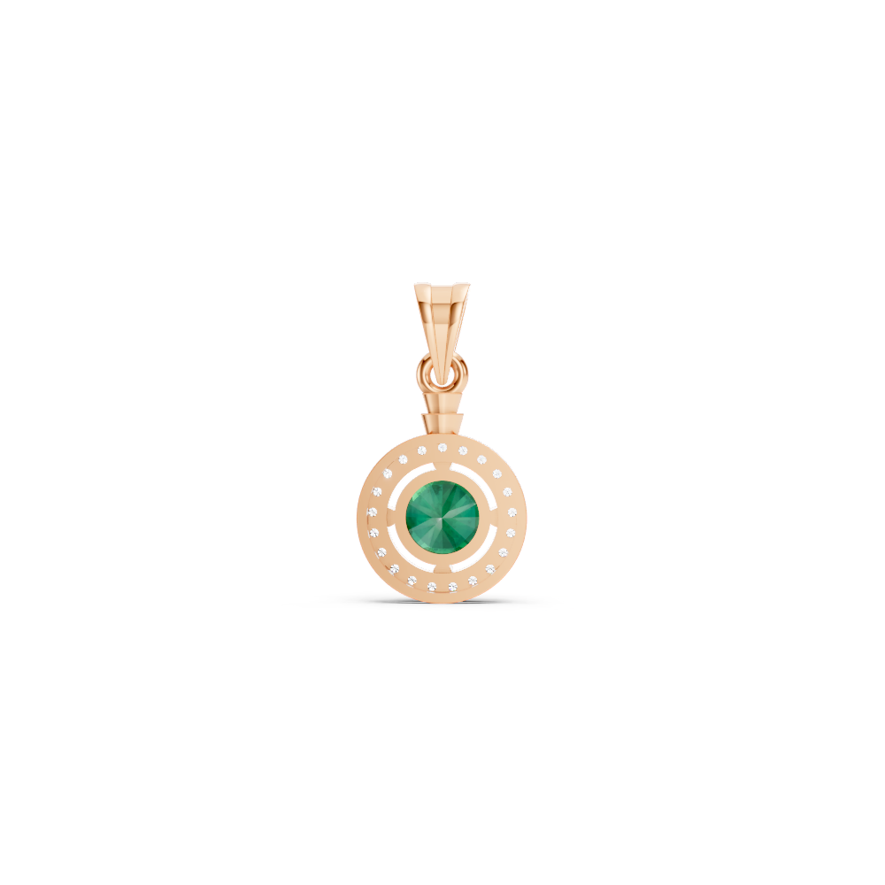 Colombian Emerald Round Halo Pendant