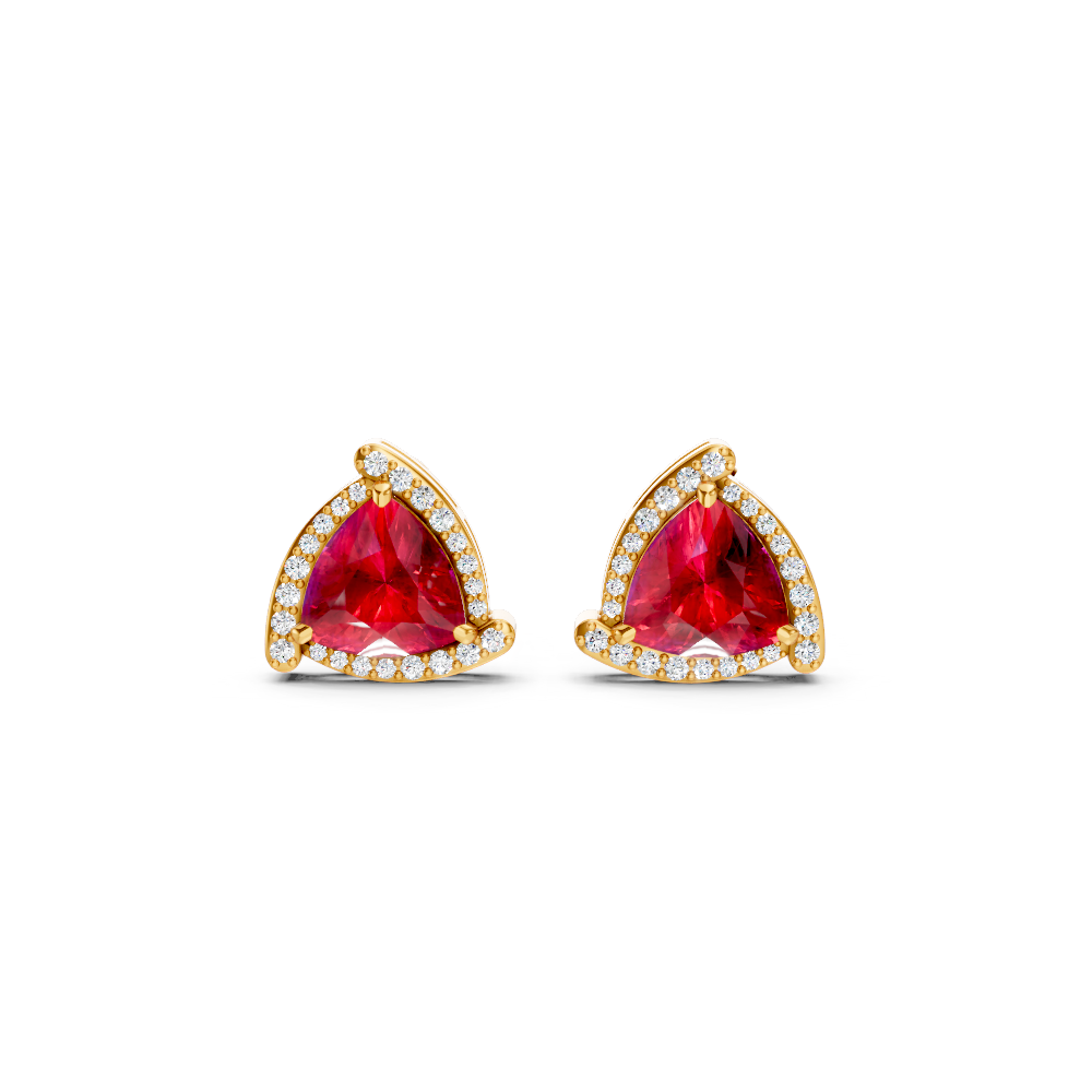Ruby Trillion Halo Stud Earrings