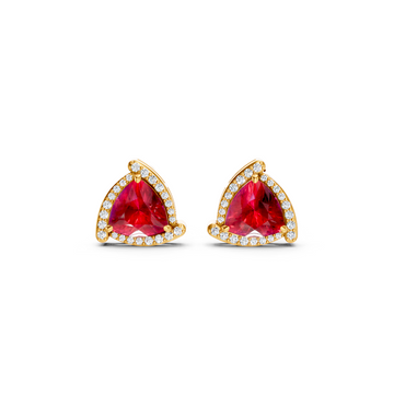Ruby Trillion Halo Stud Earrings