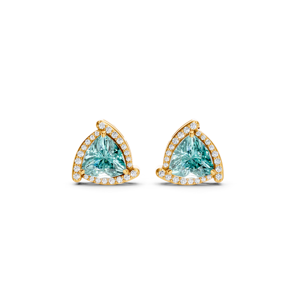 Paraiba Tourmaline Trillion Halo Stud Earrings