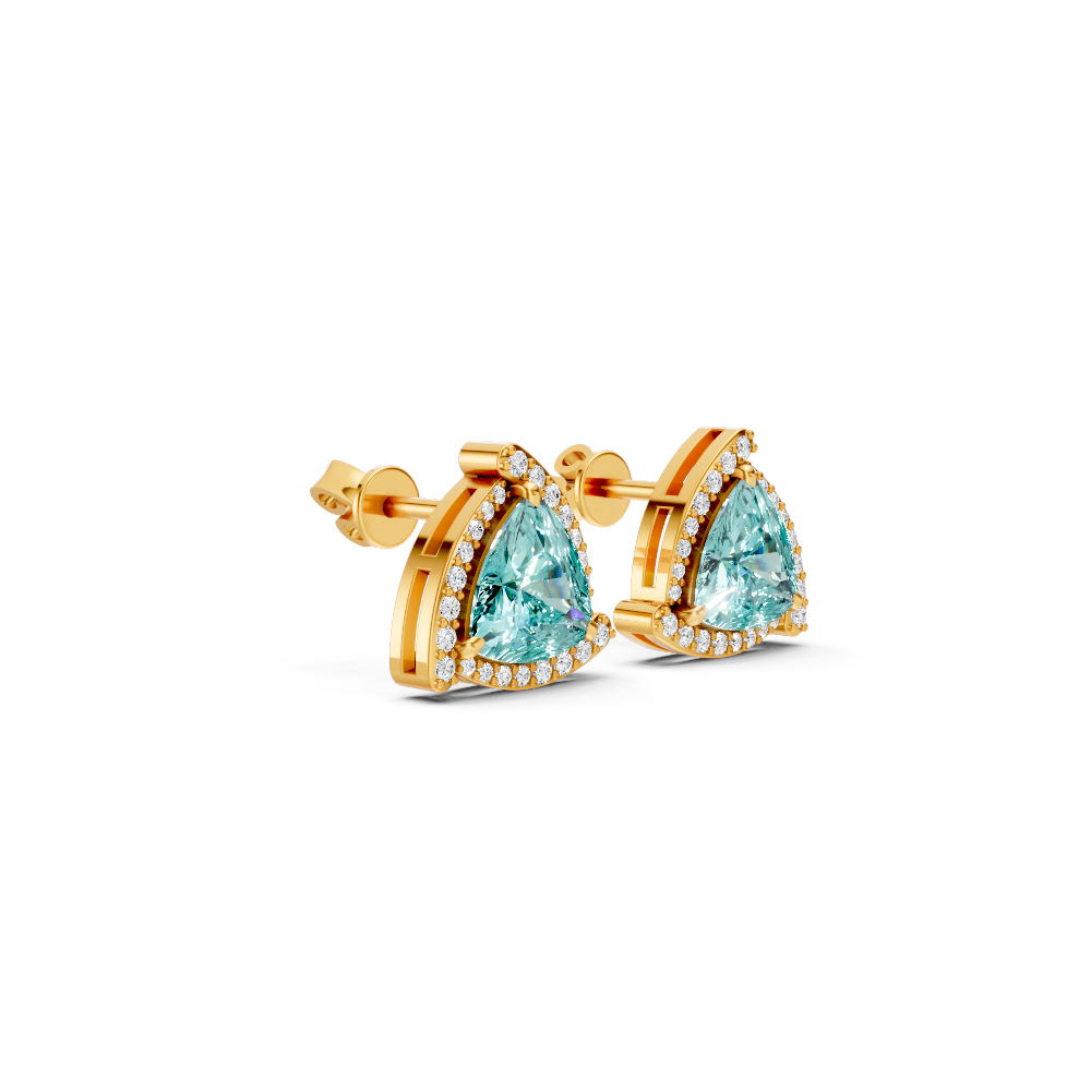Paraiba Tourmaline Trillion Halo Stud Earrings