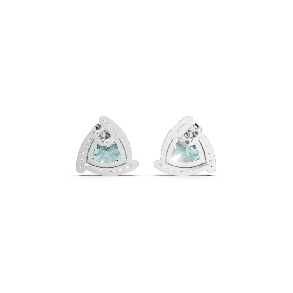 Paraiba Tourmaline Trillion Halo Stud Earrings