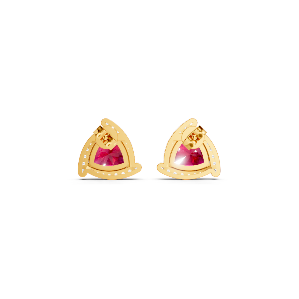 Ruby Trillion Halo Stud Earrings