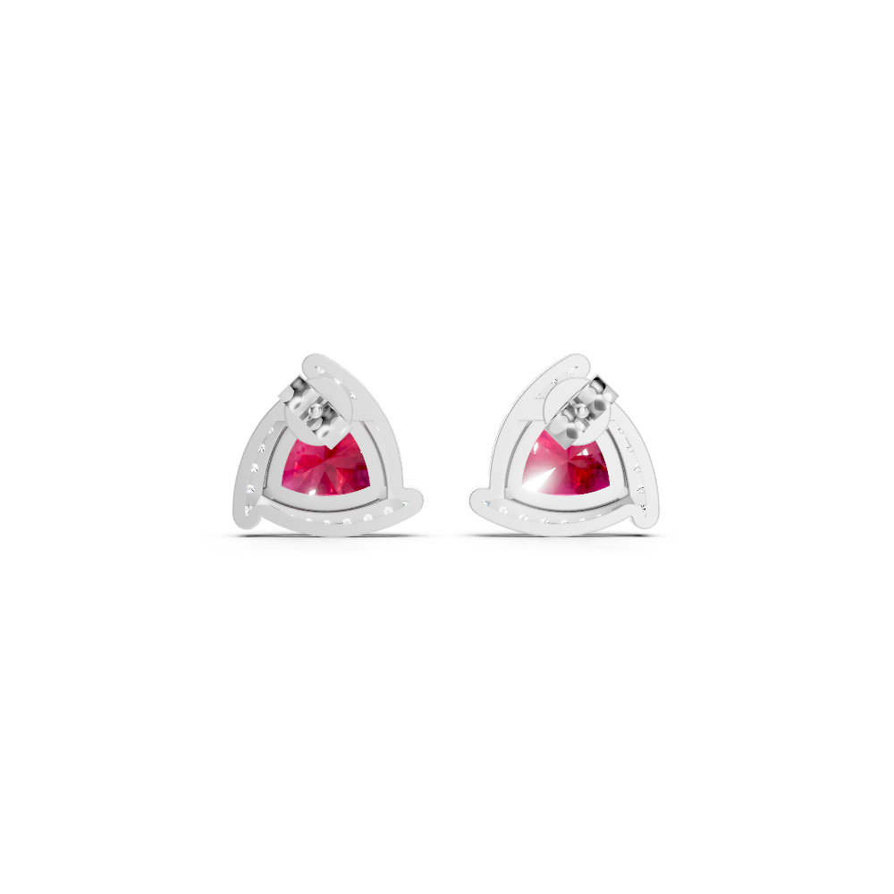 Ruby Trillion Halo Stud Earrings