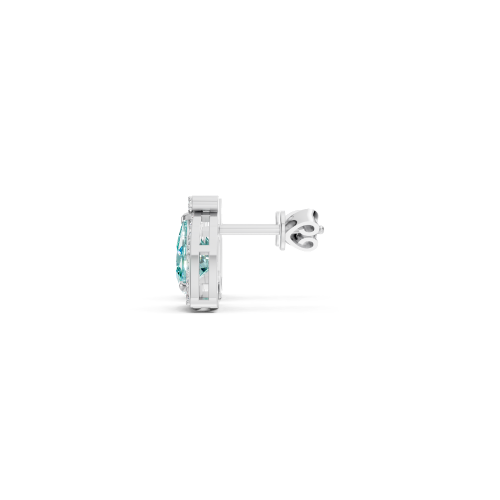 Paraiba Tourmaline Trillion Halo Stud Earrings
