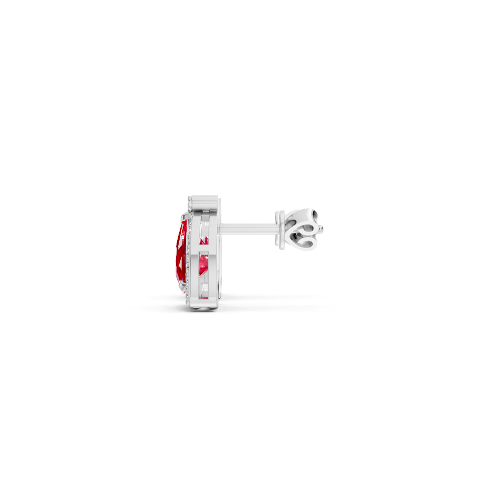 Ruby Trillion Halo Stud Earrings