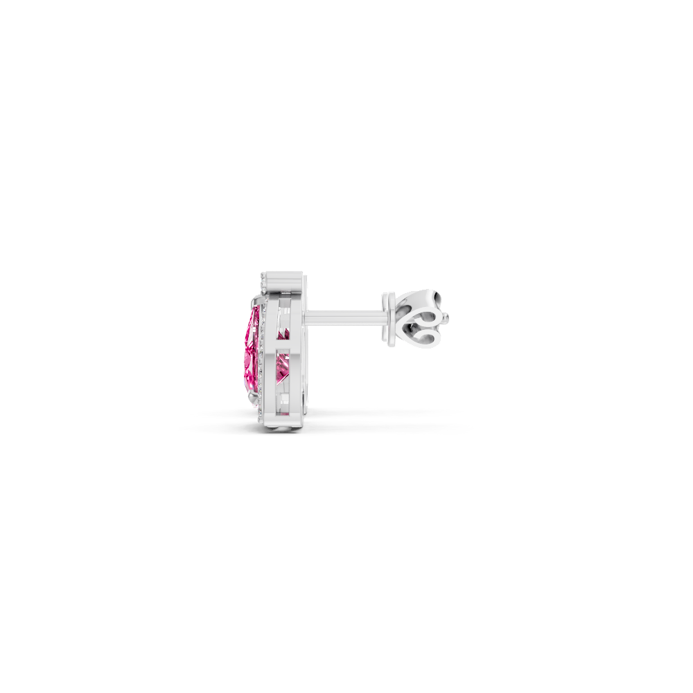 Pink Sapphire Trillion Halo Stud Earrings