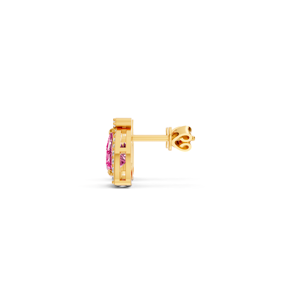 Pink Sapphire Trillion Halo Stud Earrings