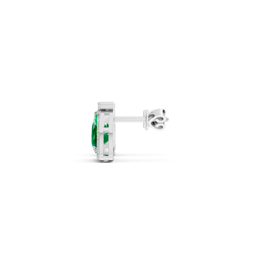 Colombian Emerald Trillion Halo Stud Earrings