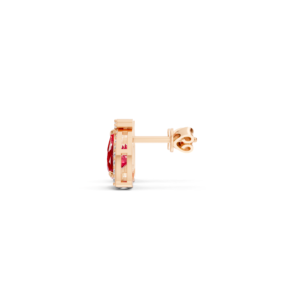 Ruby Trillion Halo Stud Earrings