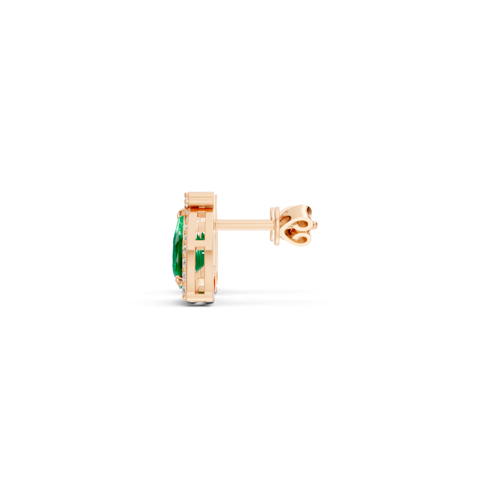Colombian Emerald Trillion Halo Stud Earrings