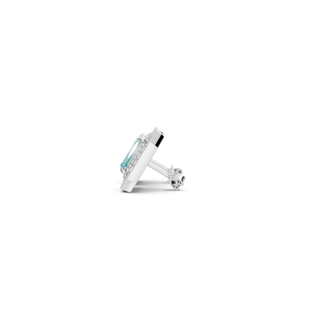 Paraiba Tourmaline Octagonal Double Halo Milgrain Stud Earrings