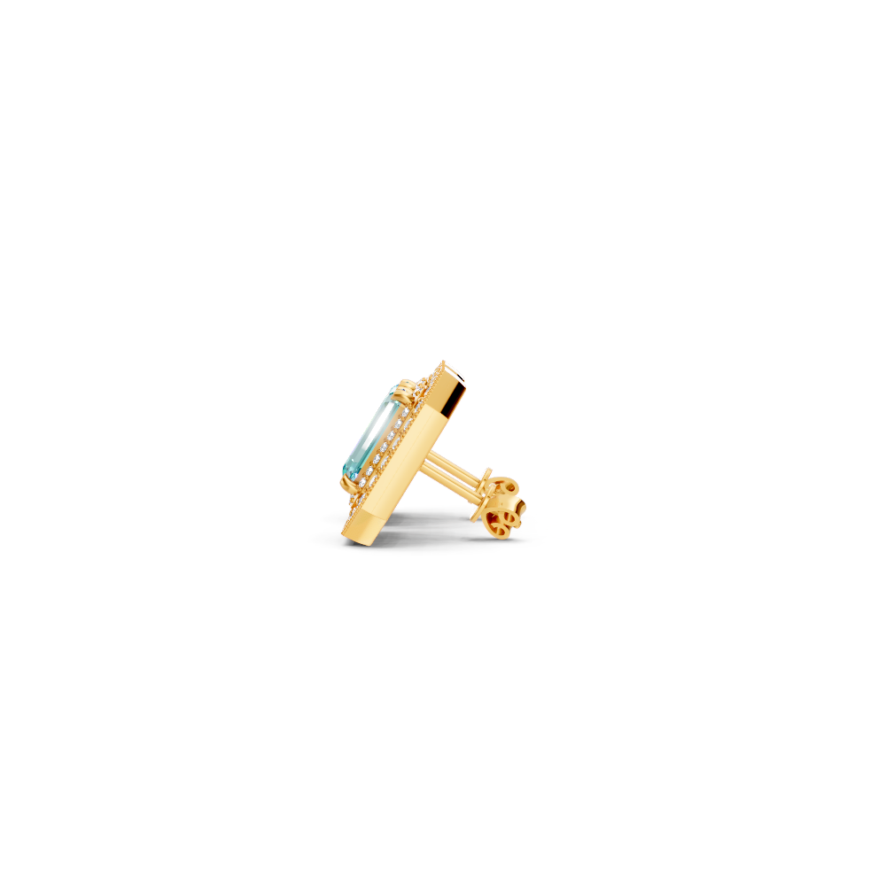 Paraiba Tourmaline Octagonal Double Halo Milgrain Stud Earrings