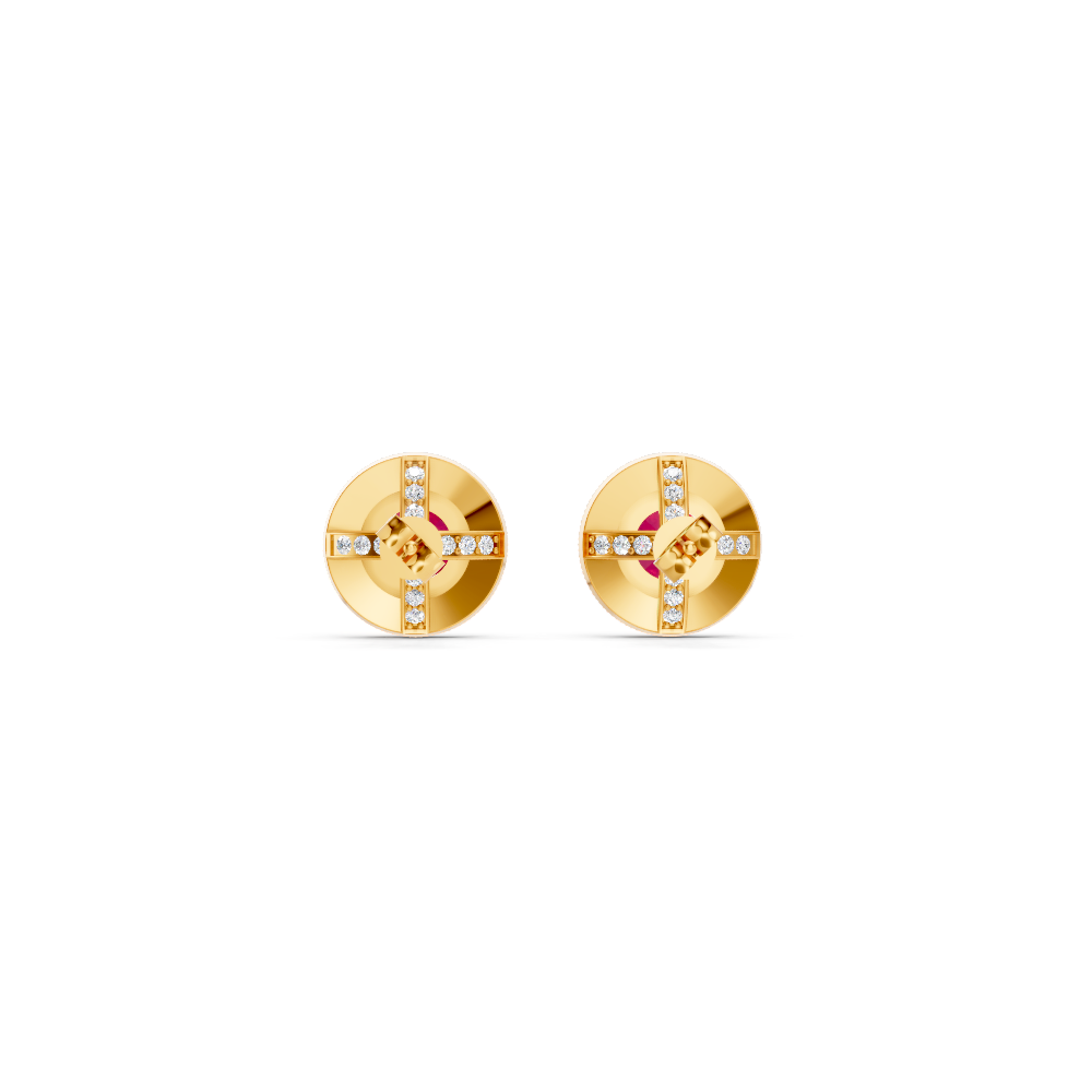 Ruby Round Double Halo Milgrain Stud Earrings