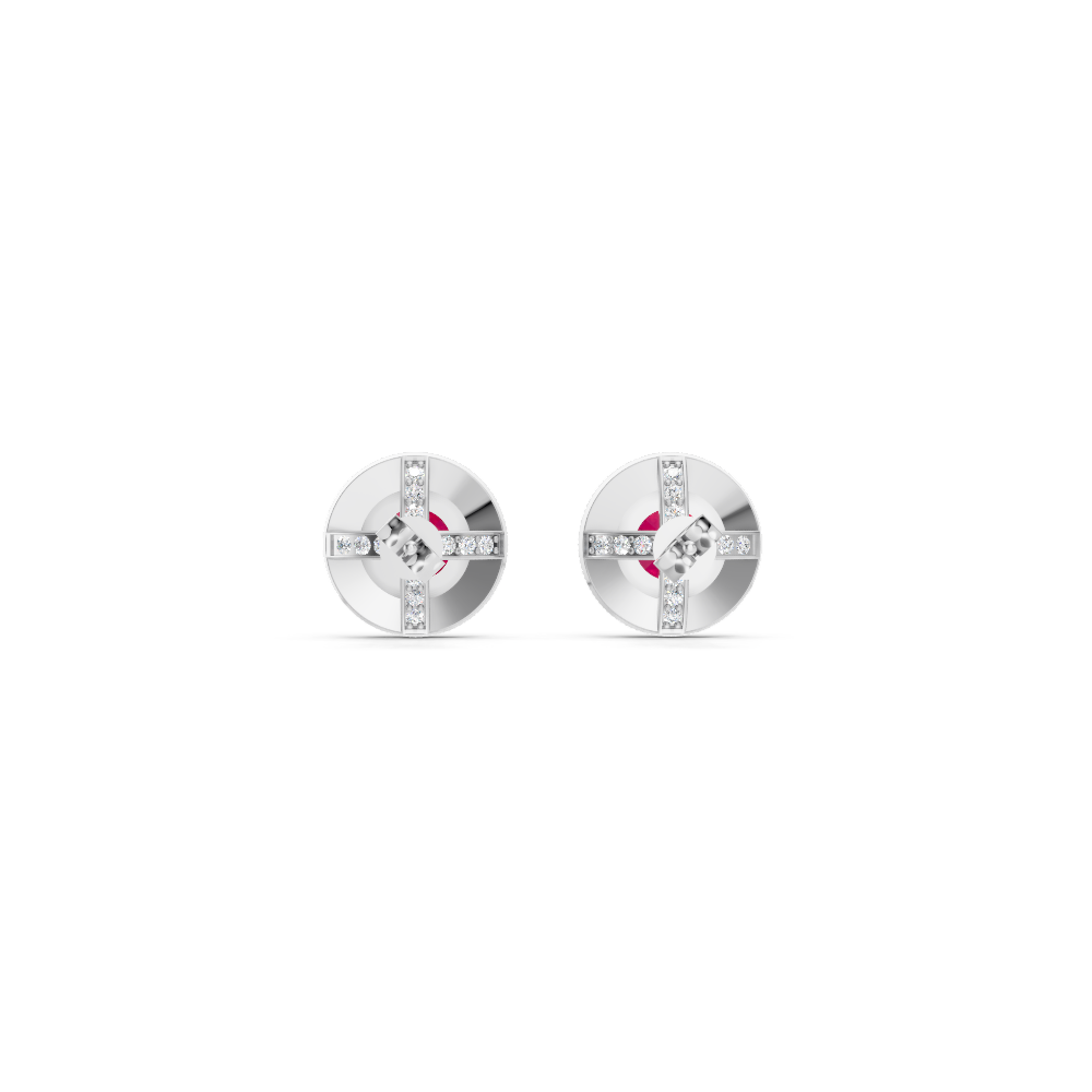 Ruby Round Double Halo Milgrain Stud Earrings