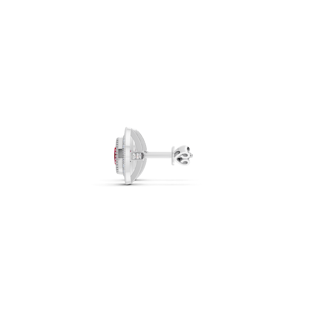 Ruby Round Double Halo Milgrain Stud Earrings