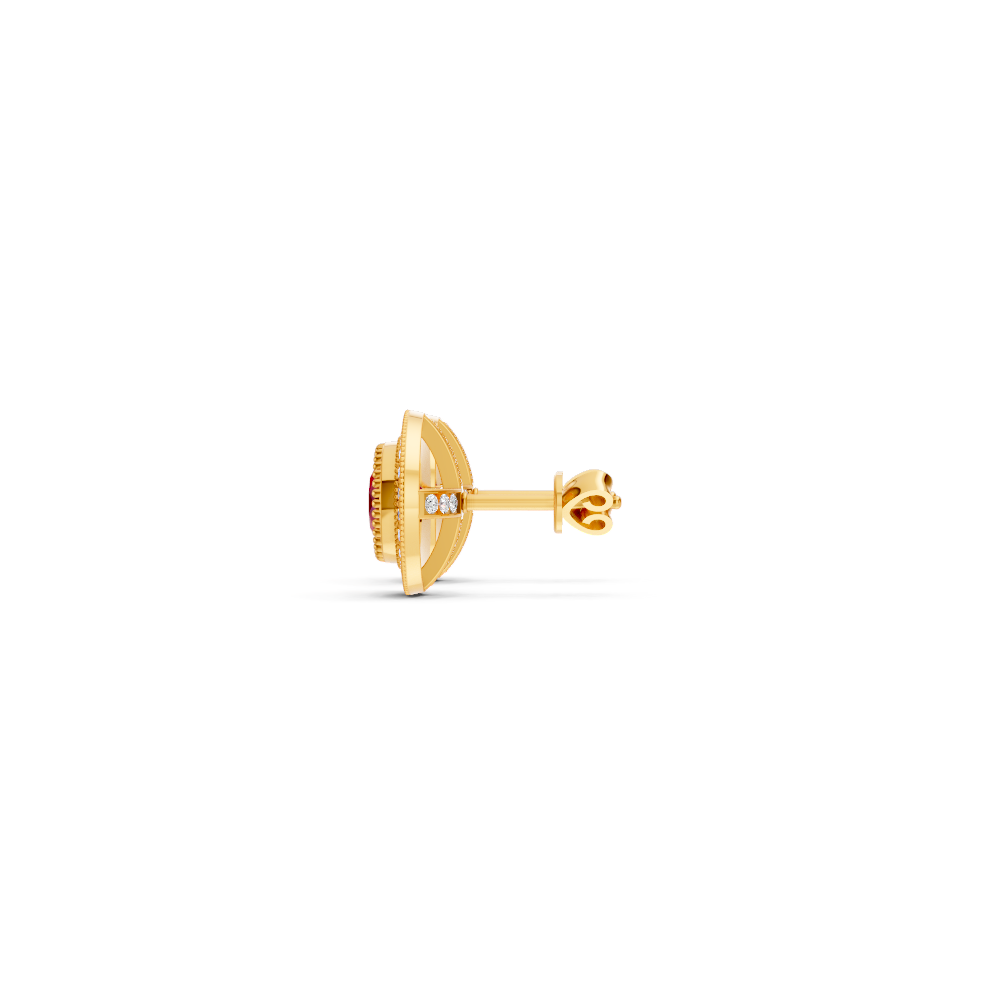 Ruby Round Double Halo Milgrain Stud Earrings