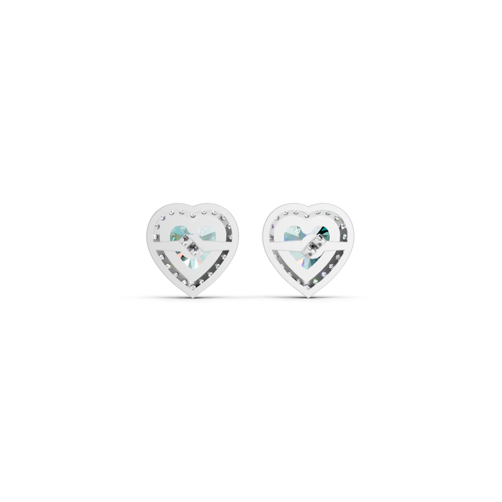 Paraiba Tourmaline Heart Halo Stud Earrings