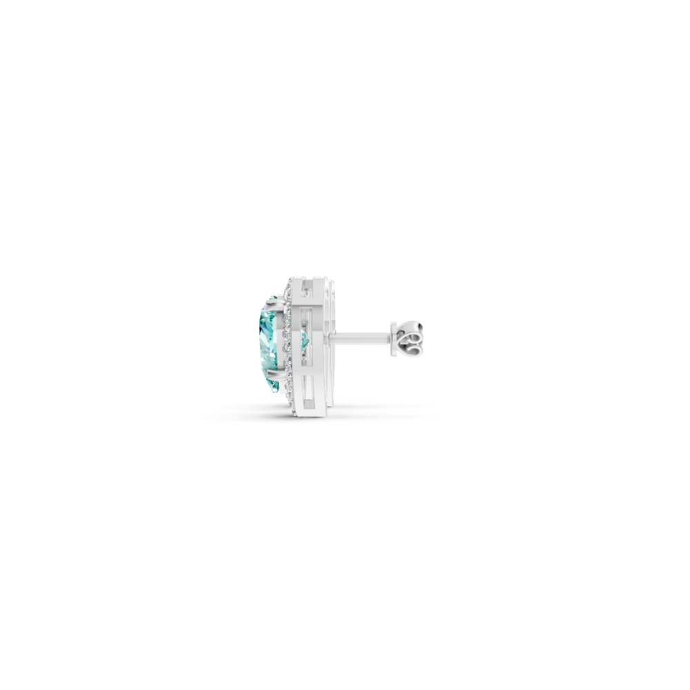 Paraiba Tourmaline Heart Halo Stud Earrings