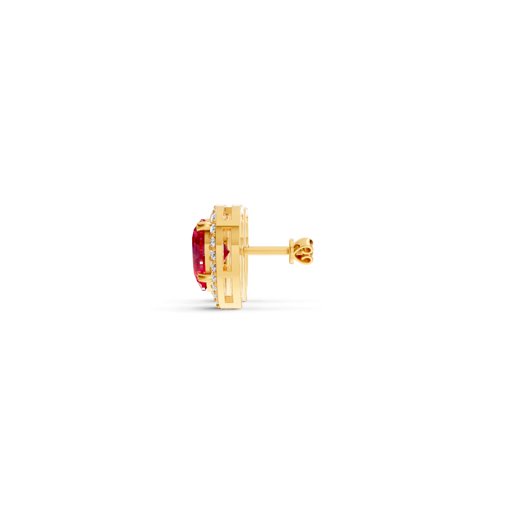 Ruby Heart Halo Stud Earrings
